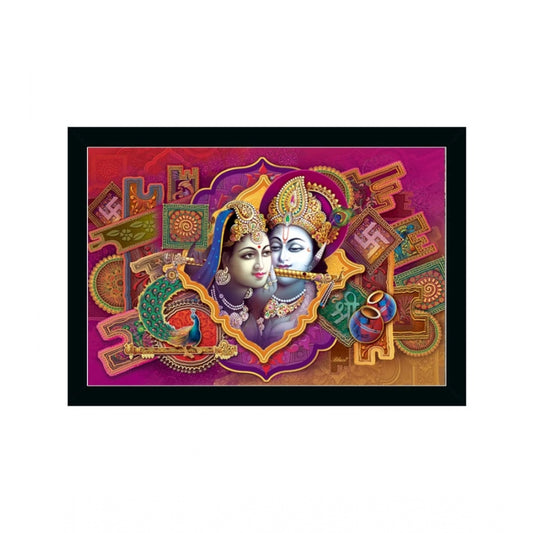 Roneclick Radha Krishna Painting with Synthetic Photo Frame (Multicolor)