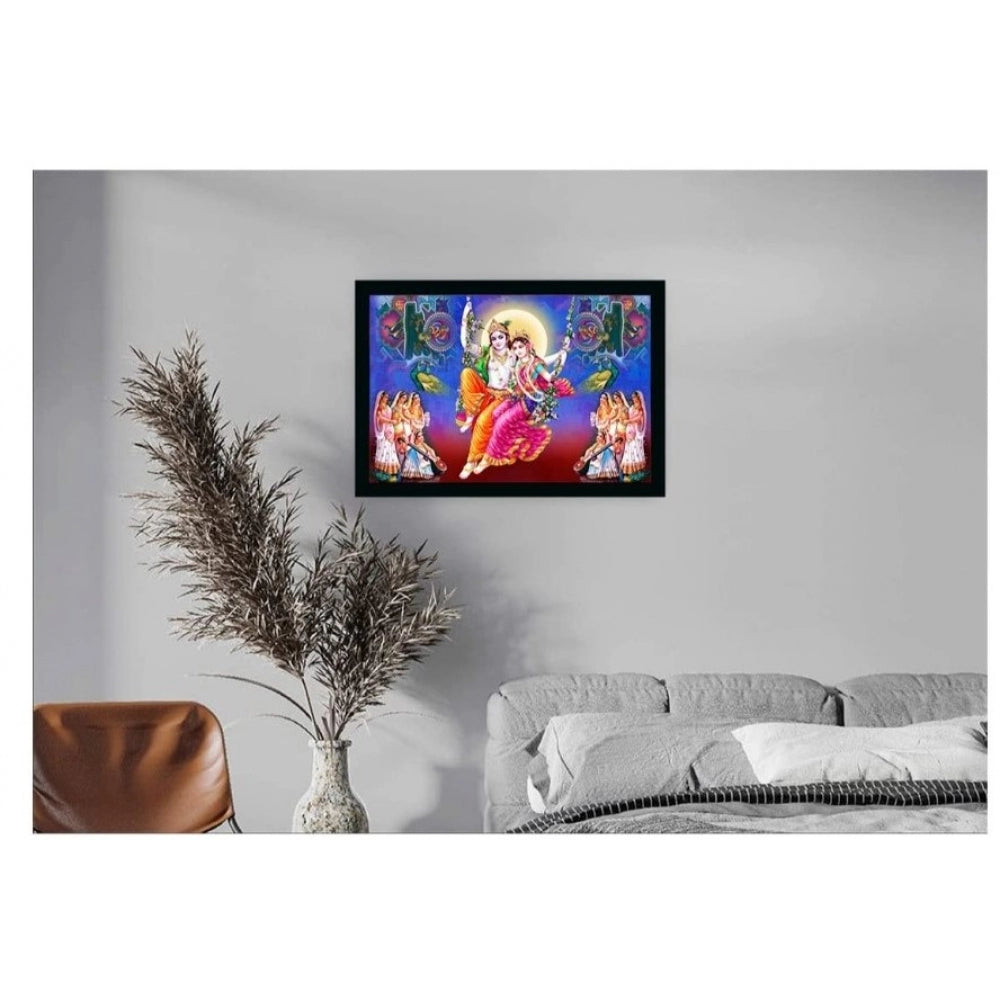 Roneclick Radha Krishna Painting with Synthetic Photo Frame (Multicolor)