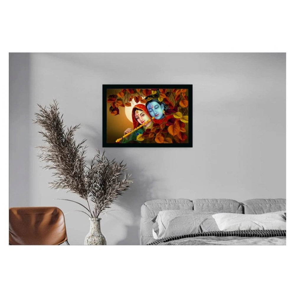 Roneclick Radha Krishna Painting Vinyl Sparkle Coated with Synthetic Photo Frame (Multicolor)