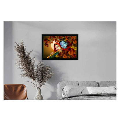 Roneclick Radha Krishna Painting Vinyl Sparkle Coated with Synthetic Photo Frame (Multicolor)