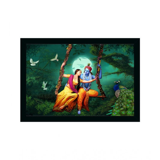 Roneclick Radha Krishna Painting Vinyl Sparkle Coated with Synthetic Photo Frame (Multicolor)