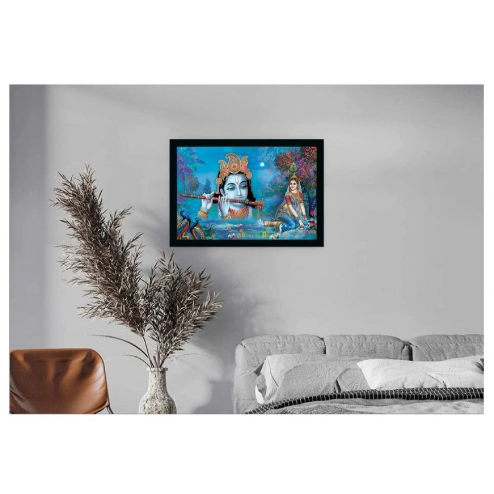 Roneclick Radha Krishna Painting Vinyl Sparkle Coated with Synthetic Photo Frame (Multicolor)