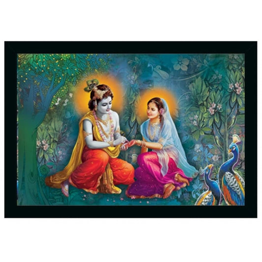 Roneclick Radha Krishna Painting Vinyl Sparkle Coated with Synthetic Photo Frame (Multicolor)