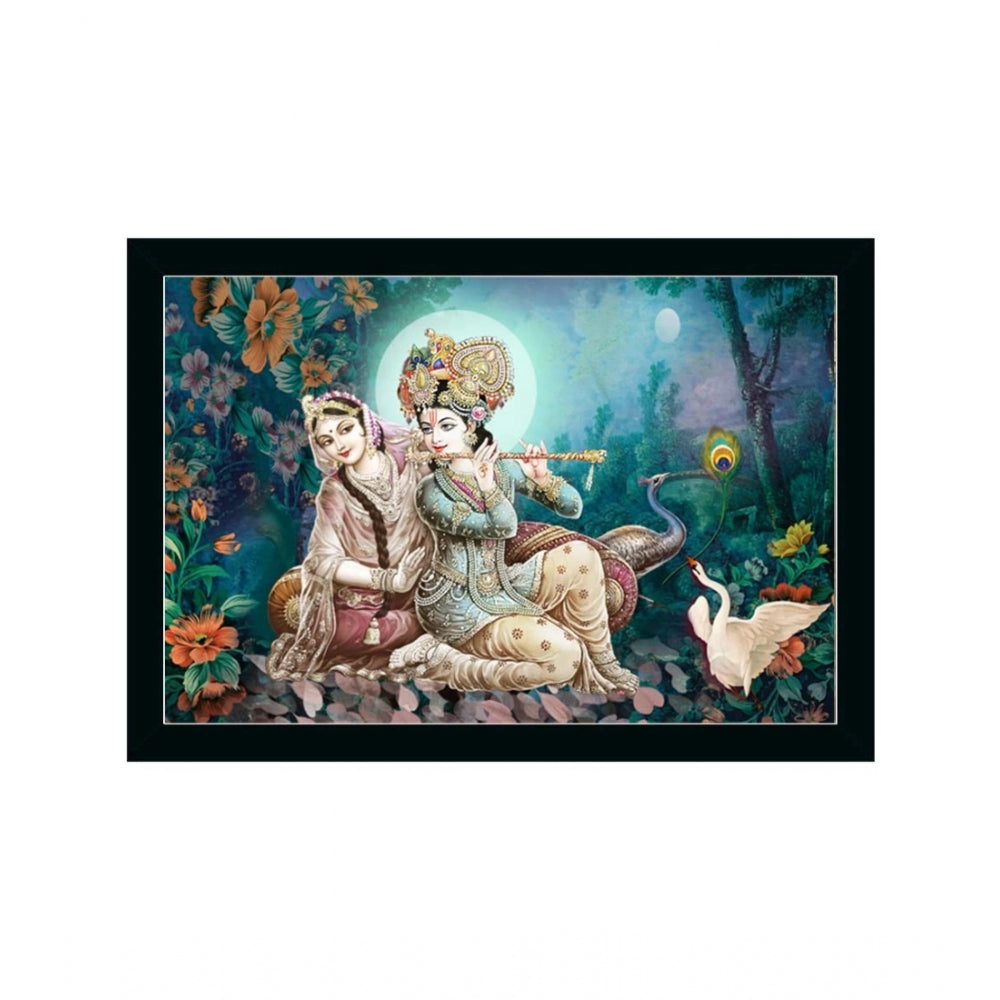 Roneclick Radha Krishna Painting with Synthetic Photo Frame (Multicolor)