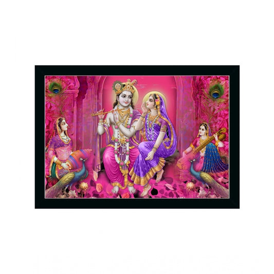 Roneclick Radha Krishna Painting with Synthetic Photo Frame (Multicolor)