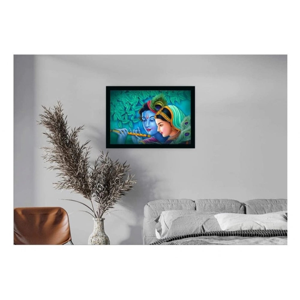 Roneclick Radha Krishna Painting Vinyl Sparkle Coated with Synthetic Photo Frame (Multicolor)