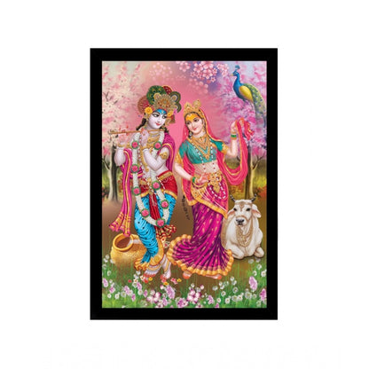 Roneclick Radha Krishna Painting with Synthetic Photo Frame (Multicolor)