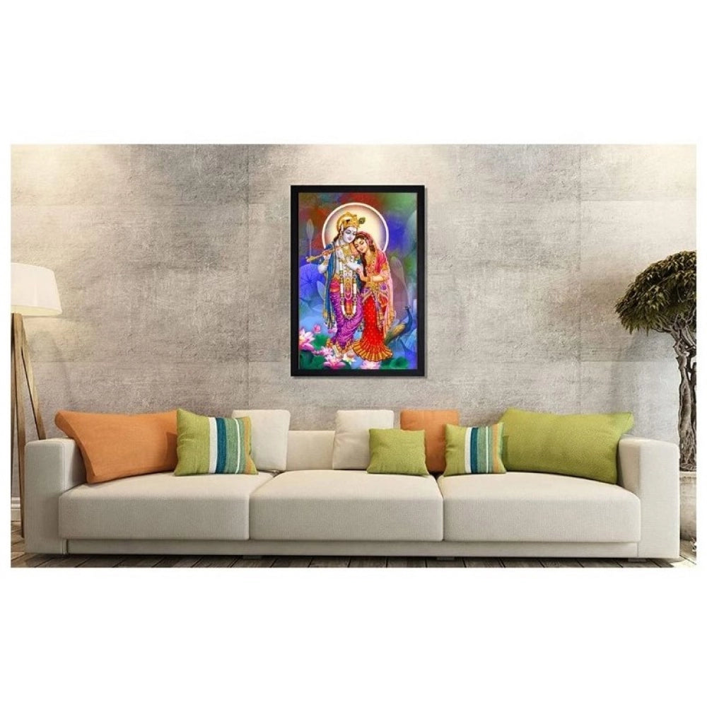 Roneclick Radha Krishna Painting with Synthetic Photo Frame (Multicolor)