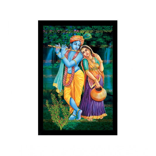 Roneclick Radha Krishna Painting with Synthetic Photo Frame (Multicolor)