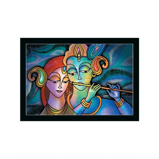 Roneclick Radha Krishna Painting with Synthetic Photo Frame (Multicolor)