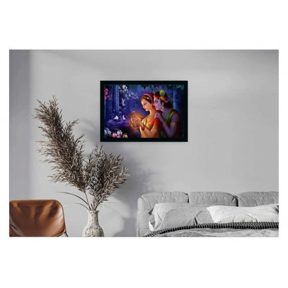 Roneclick Radha Krishna Painting with Synthetic Photo Frame (Multicolor)