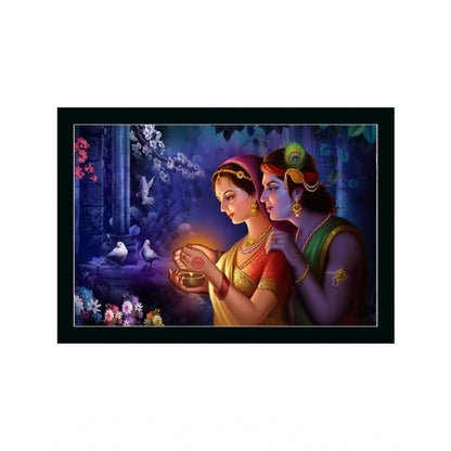 Roneclick Radha Krishna Painting with Synthetic Photo Frame (Multicolor)