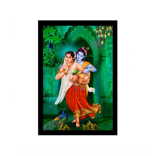 Roneclick Radha Krishna Painting with Synthetic Photo Frame (Multicolor)