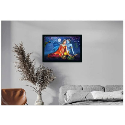 Roneclick Radha Krishna Painting with Synthetic Photo Frame (Multicolor)