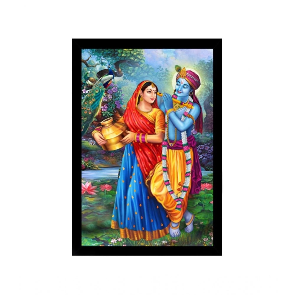 Roneclick Radha Krishna Painting with Synthetic Photo Frame (Multicolor)