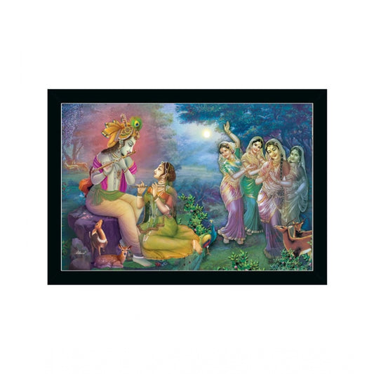 Roneclick Radha Krishna Painting with Synthetic Photo Frame (Multicolor)