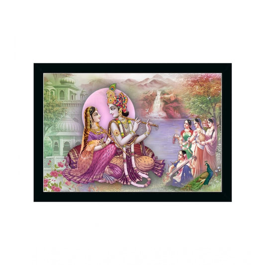 Roneclick Radha Krishna Painting with Synthetic Photo Frame (Multicolor)