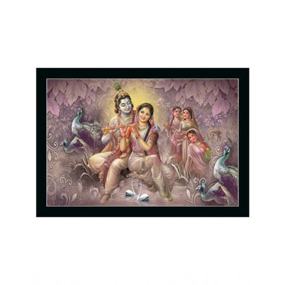 Roneclick Radha Krishna Painting with Synthetic Photo Frame (Multicolor)