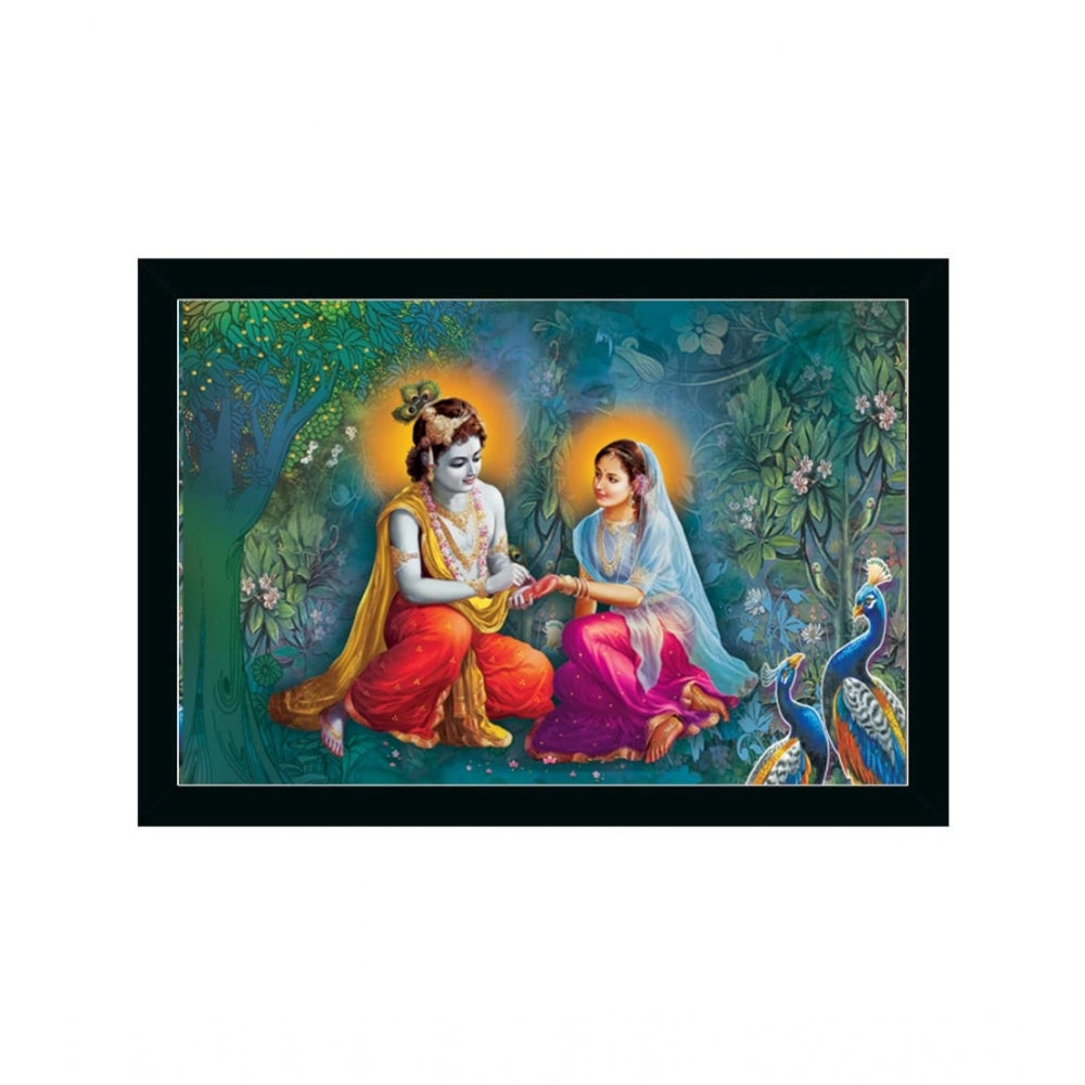 Roneclick Radha Krishna Painting with Synthetic Photo Frame (Multicolor)