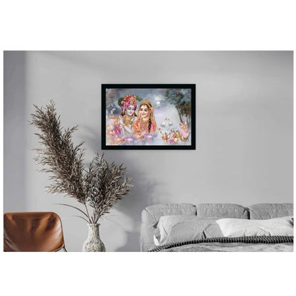 Roneclick Radha Krishna Painting with Synthetic Photo Frame (Multicolor)