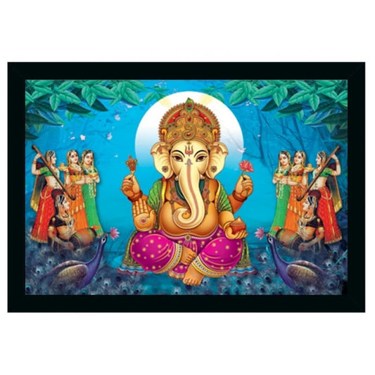 Roneclick Ganesh Photo with Synthetic Photo Frame (Multicolor)