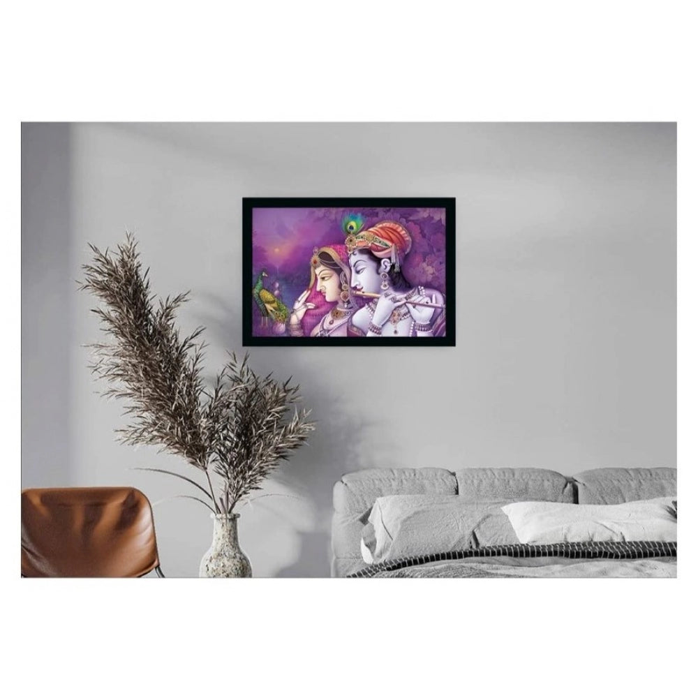 Roneclick Radha Krishna Painting with Synthetic Photo Frame (Multicolor)