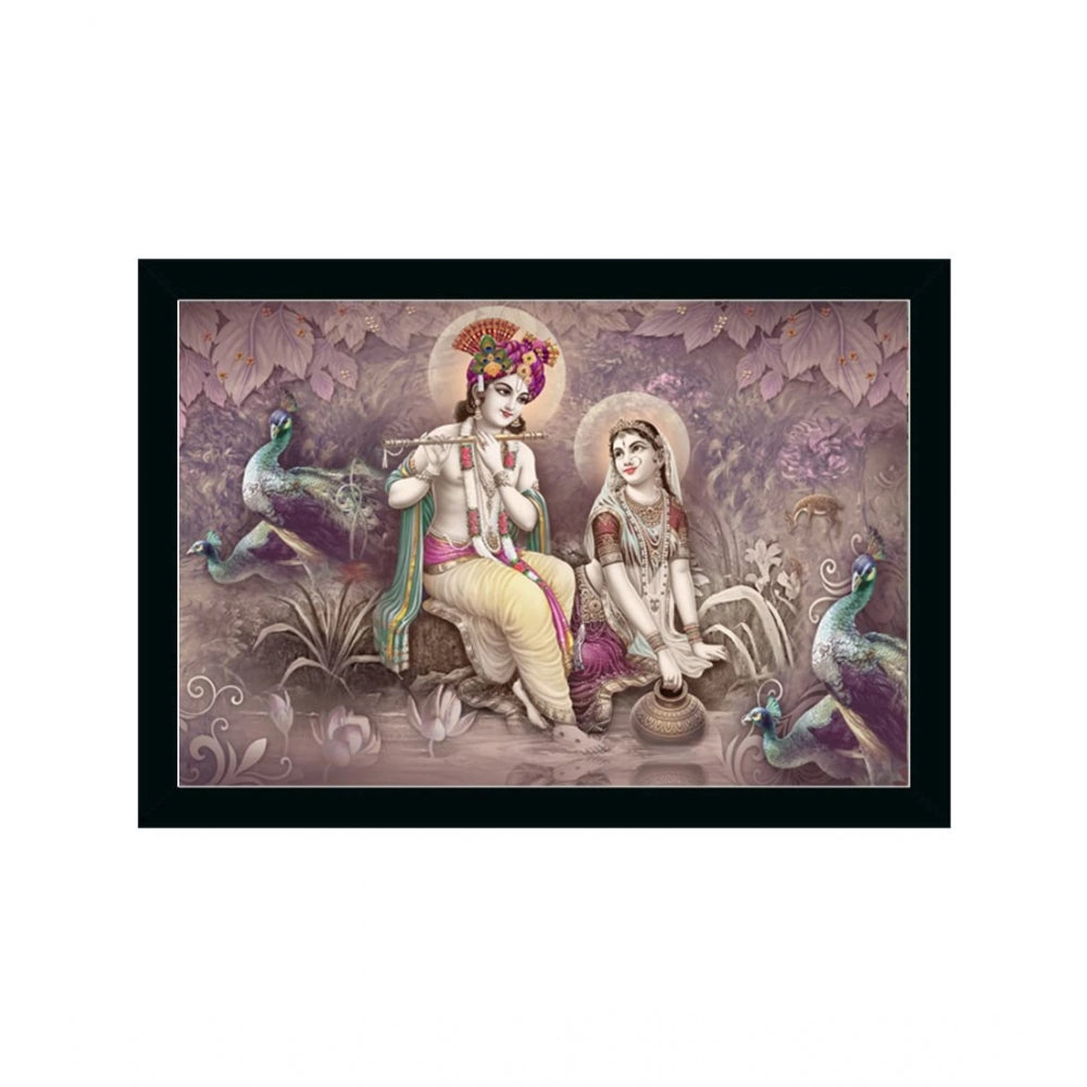 Roneclick Radha Krishna Painting with Synthetic Photo Frame (Multicolor)