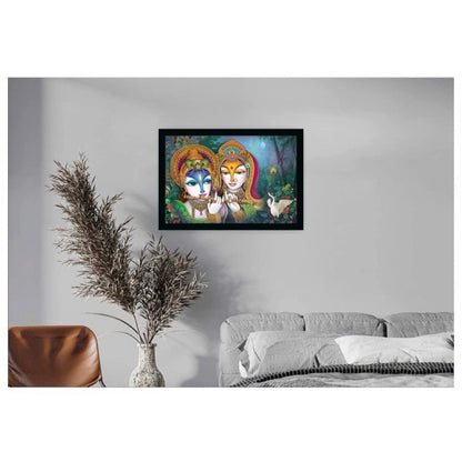 Roneclick Radha Krishna Painting with Synthetic Photo Frame (Multicolor)