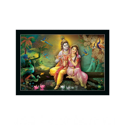 Roneclick Radha Krishna Painting with Synthetic Photo Frame (Multicolor)