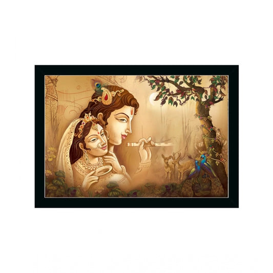 Roneclick Radha Krishna Painting with Synthetic Photo Frame (Multicolor)