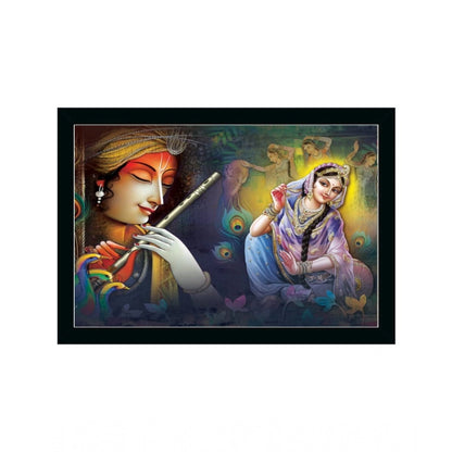 Roneclick Radha Krishna Painting with Synthetic Photo Frame (Multicolor)