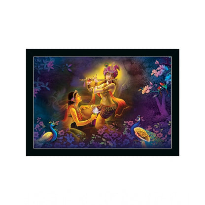 Roneclick Radha Krishna Painting with Synthetic Photo Frame (Multicolor)