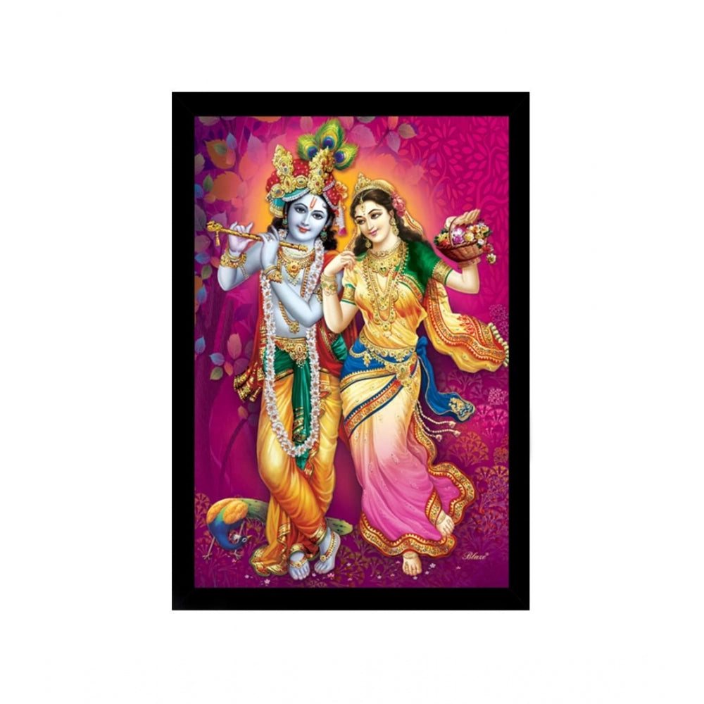 Roneclick Radha Krishna Painting with Synthetic Photo Frame (Multicolor)