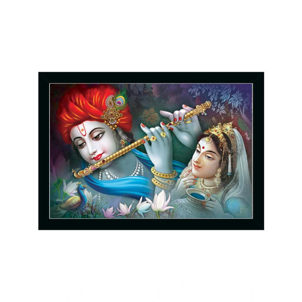 Roneclick Radha Krishna Painting with Synthetic Photo Frame (Multicolor)