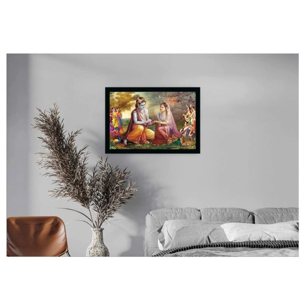 Roneclick Radha Krishna Painting with Synthetic Photo Frame (Multicolor)