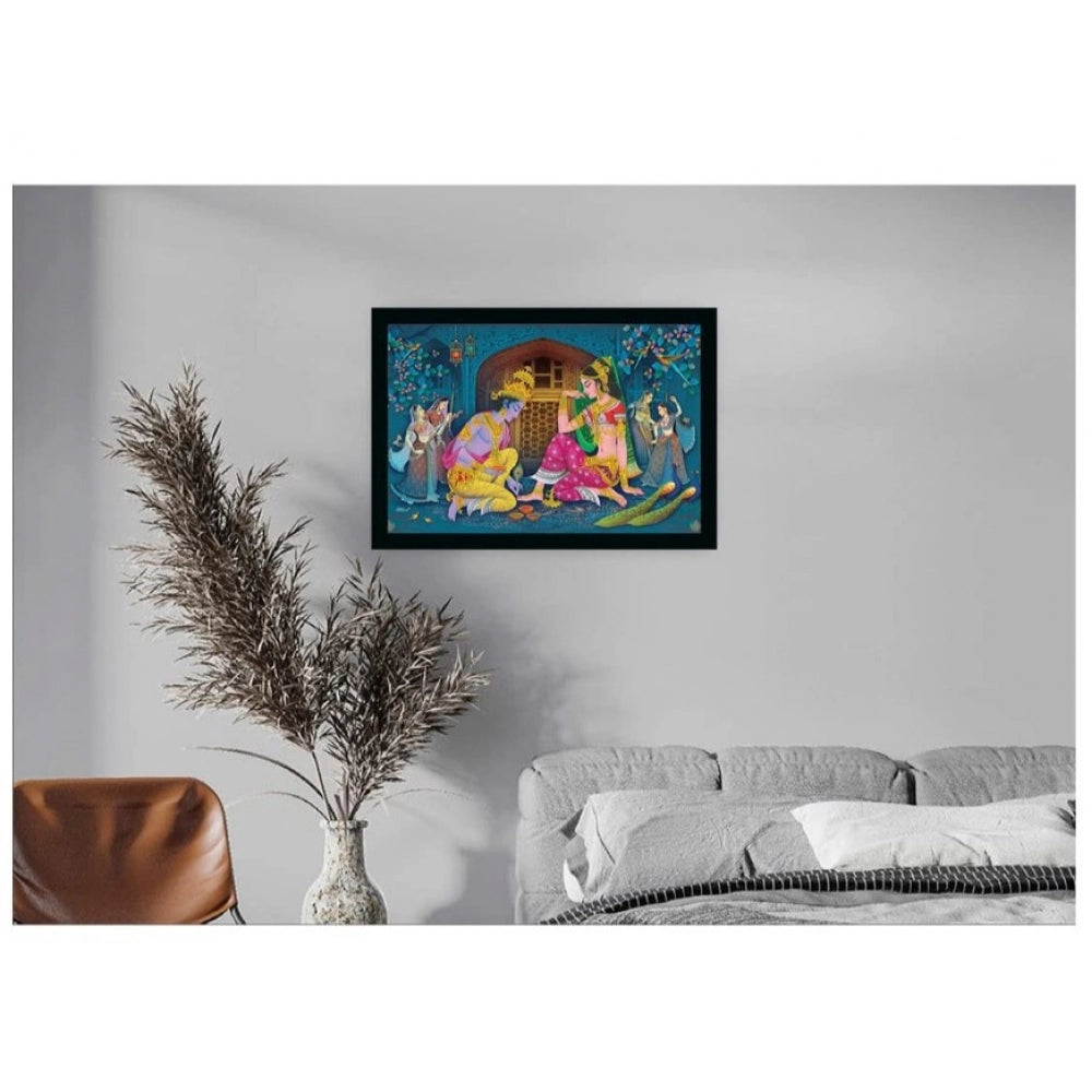 Roneclick Radha Krishna Painting with Synthetic Photo Frame (Multicolor)