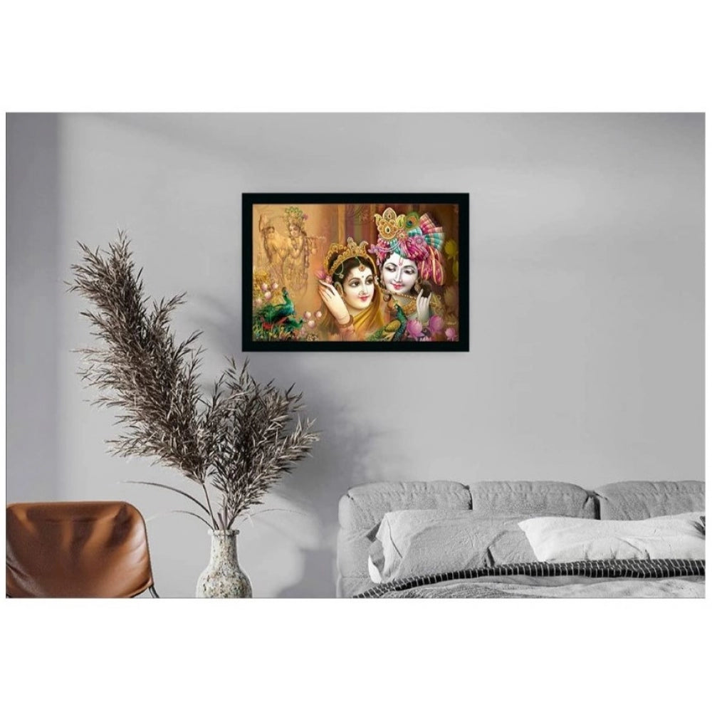 Roneclick Radha Krishna Painting with Synthetic Photo Frame (Multicolor)