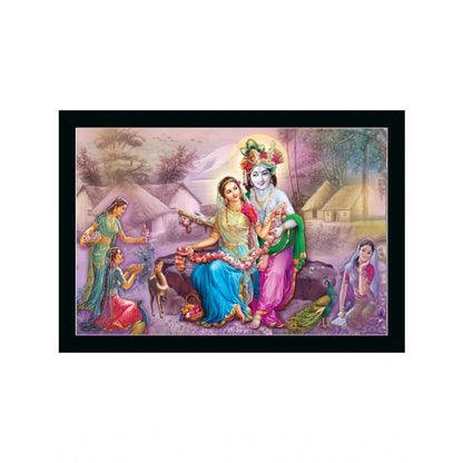 Roneclick Radha Krishna Painting with Synthetic Photo Frame (Multicolor)