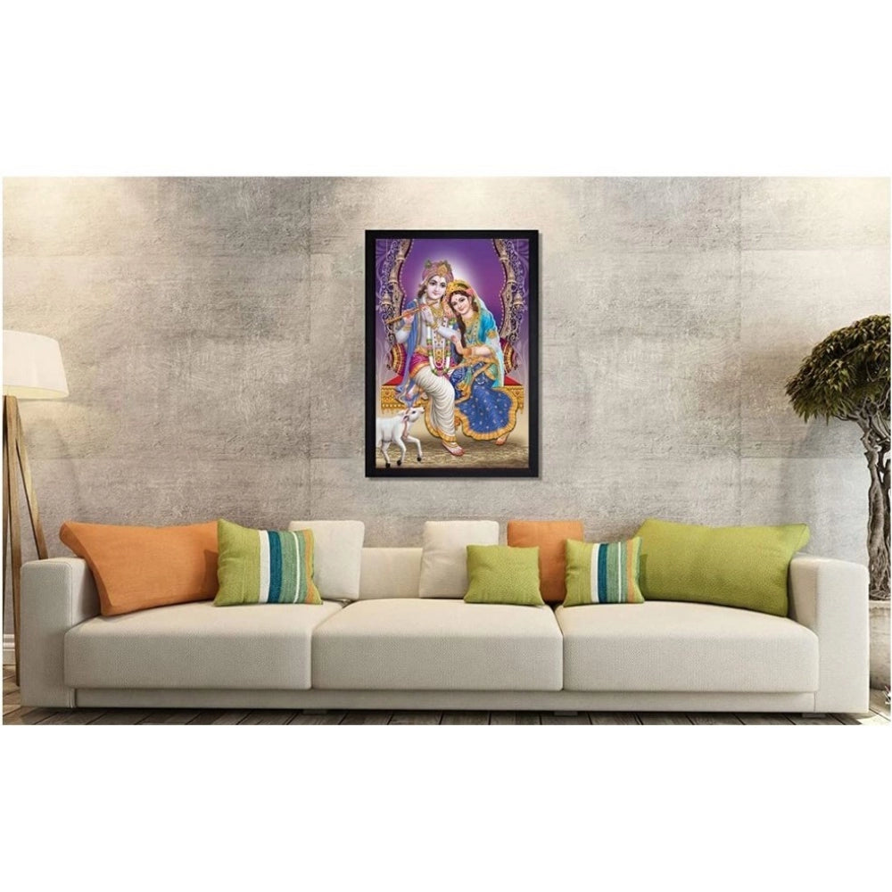 Roneclick Radha Krishna Painting with Synthetic Photo Frame (Multicolor)