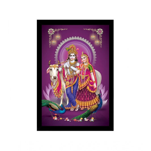 Roneclick Radha Krishna Painting with Synthetic Photo Frame (Multicolor)