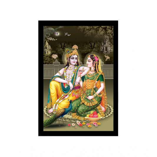 Roneclick Radha Krishna Painting with Synthetic Photo Frame (Multicolor)