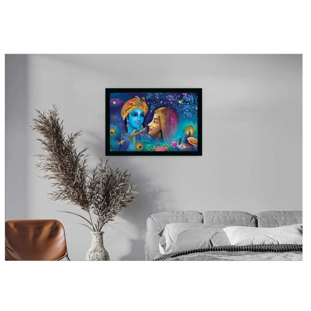 Roneclick Radha Krishna Painting with Synthetic Photo Frame (Multicolor)