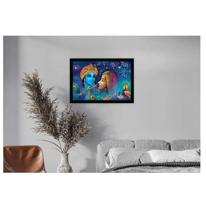 Roneclick Radha Krishna Painting with Synthetic Photo Frame (Multicolor)