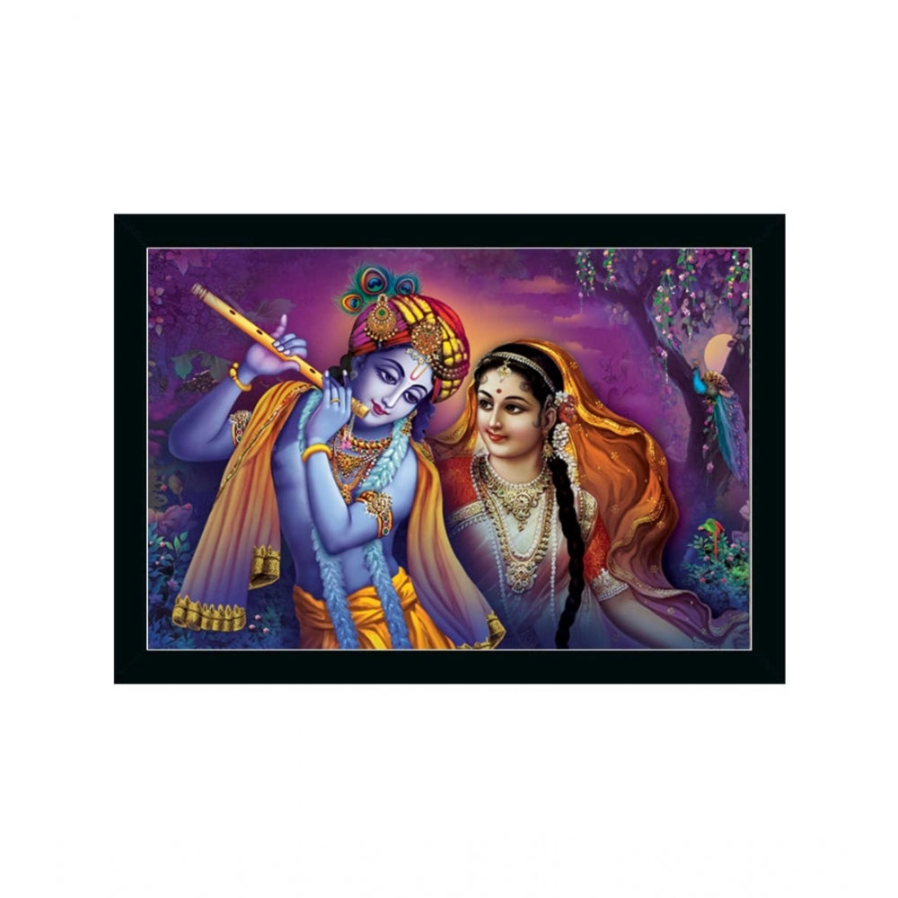 Roneclick Radha Krishna Painting with Synthetic Photo Frame (Multicolor)