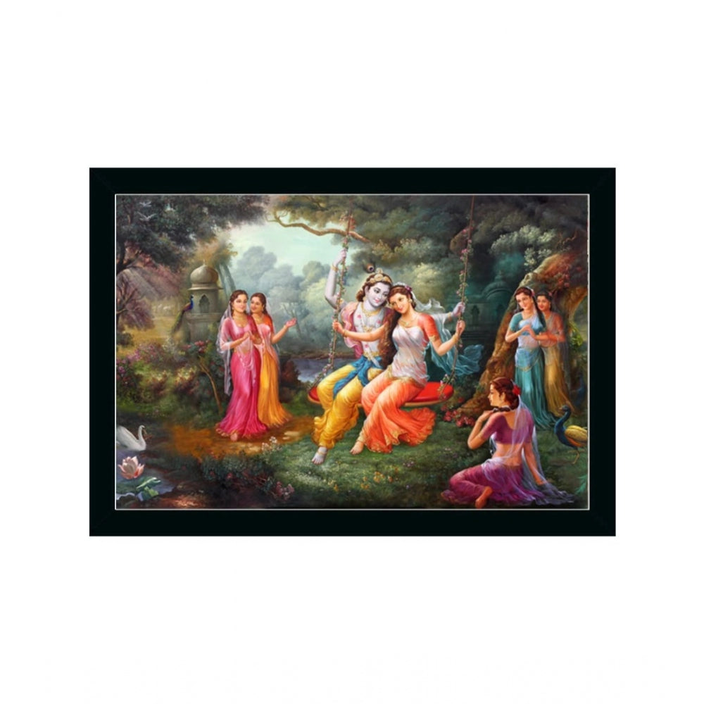 Roneclick Radha Krishna Painting with Synthetic Photo Frame (Multicolor)