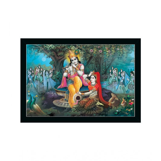 Roneclick Radha Krishna Painting with Synthetic Photo Frame (Multicolor)