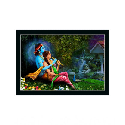 Roneclick Radha Krishna Painting with Synthetic Photo Frame (Multicolor)