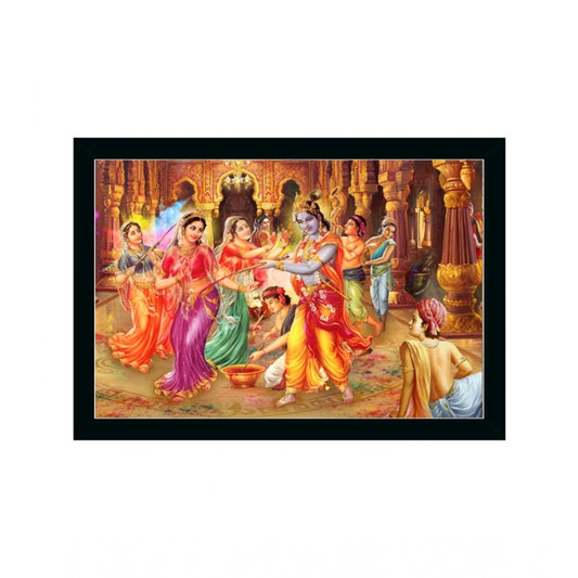 Roneclick Radha Krishna Painting with Synthetic Photo Frame (Multicolor)