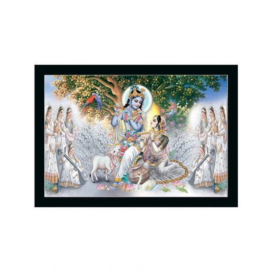 Roneclick Radha Krishna Painting with Synthetic Photo Frame (Multicolor)