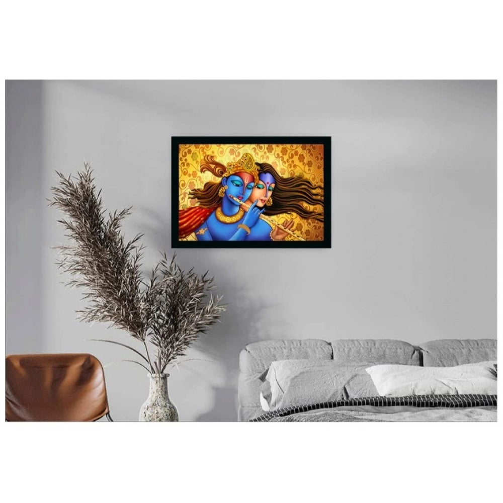 Roneclick Radha Krishna Painting with Synthetic Photo Frame (Multicolor)